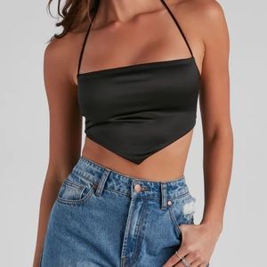 Windsor silk black crop top